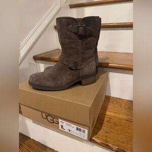 UGG Dark Brown/Gray Shearling Lined Boots